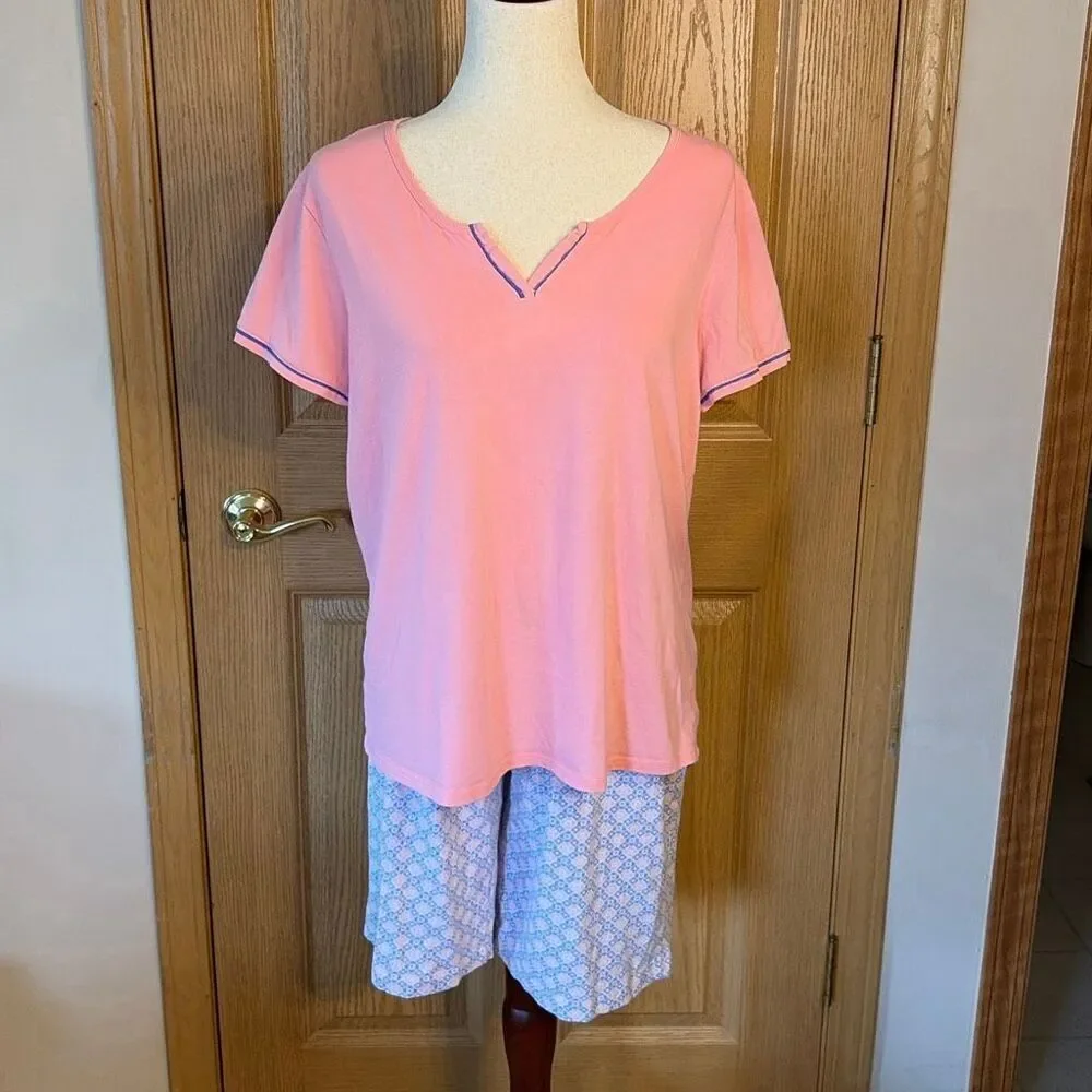 Karen Neuburger 2 Piece T-Shirt Shorts Pajama Set Medium‎
